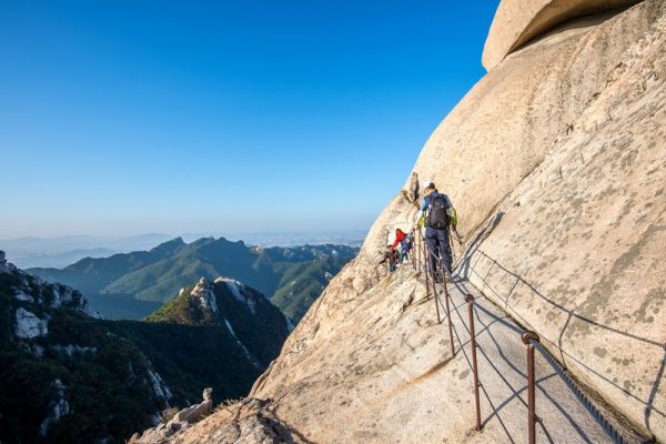 SEOUL SOUTH KOREA - SEP 27: Climbers and Tourists on Bukhansan mountain. Photo taken on Sep 27 2015 in Seoul South Korea.